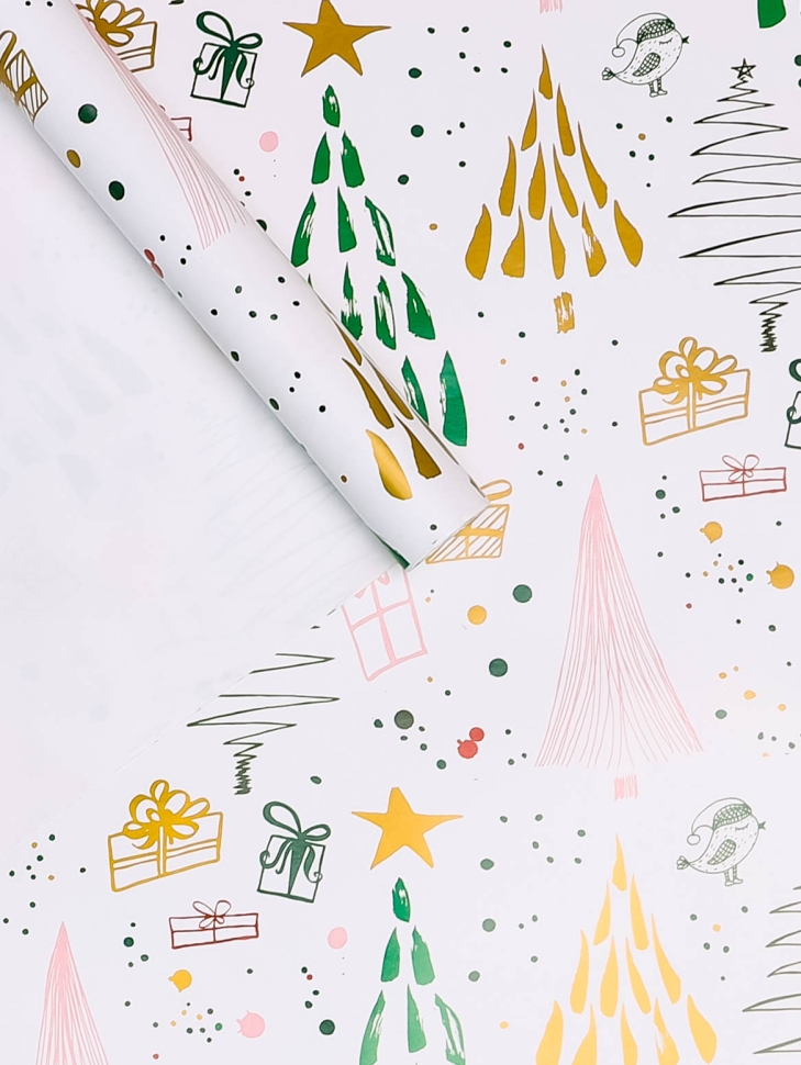 Бумага упаковочная НГ 70х100см 2лист 78-1 подарки/елки Бумага упаковочная НГ 70х100см 2лист 78-1 подарки/елки