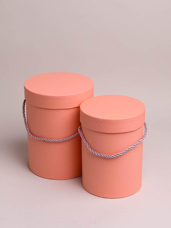 Коробка цилиндр набор из  2шт d15хh20 - d13-h18см персиковый