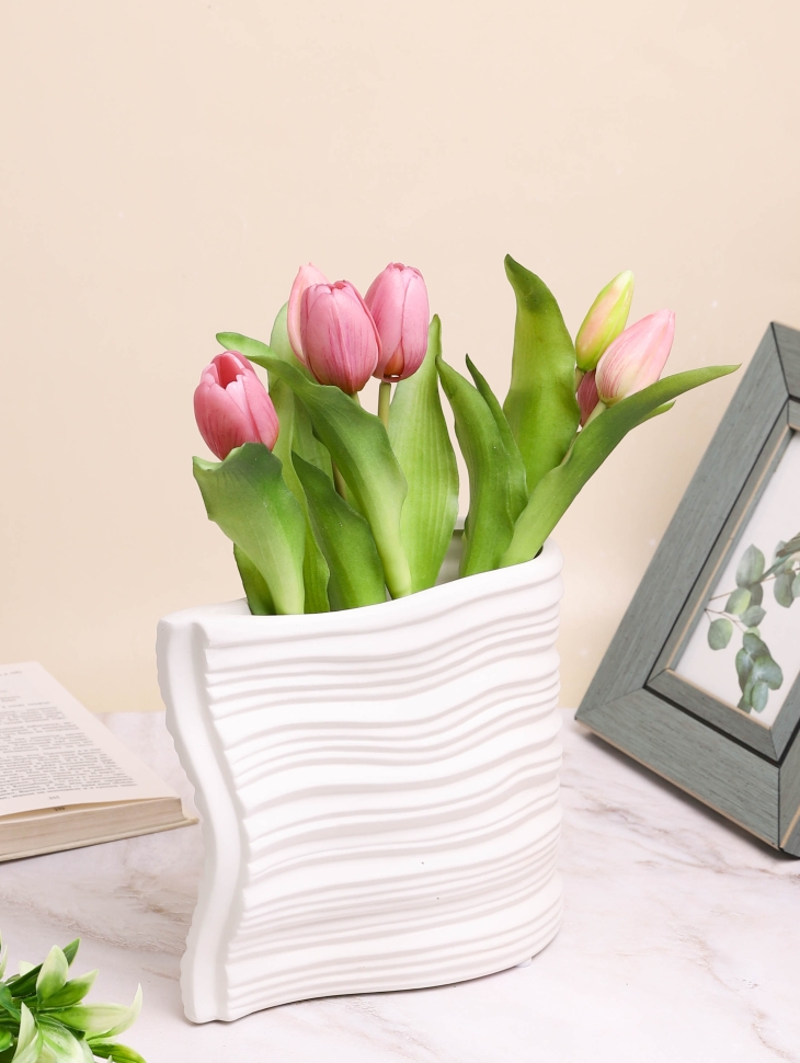 Ваза керамика 19х9х20см LZL28 белый