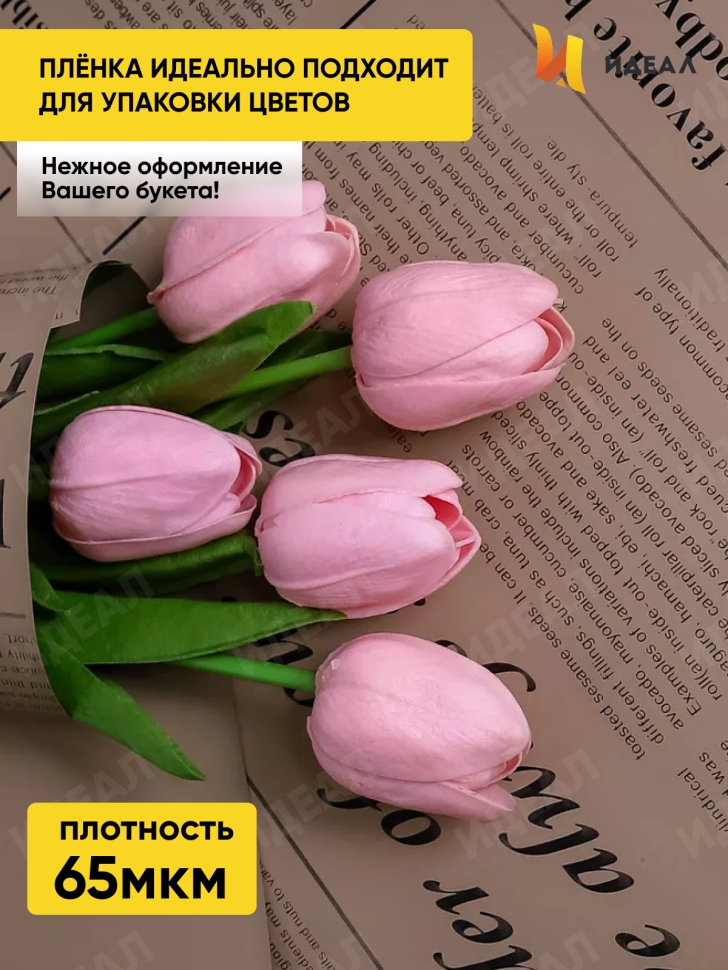Пленка матовая 65мкм 58см х 10м РЦ газета крафт натуральный Пленка матовая 65мкм 58см х 10м РЦ газета крафт натуральный