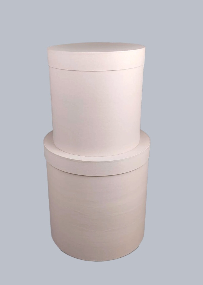 Коробка цилиндр набор из 2шт d30хh30 - d25-h25см серый нежный Коробка цилиндр набор из 2шт d30хh30 - d25-h25см серый нежный