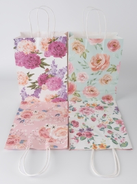 Сумочка крафт Цветы 728-168 18,5х25х9,5см микс