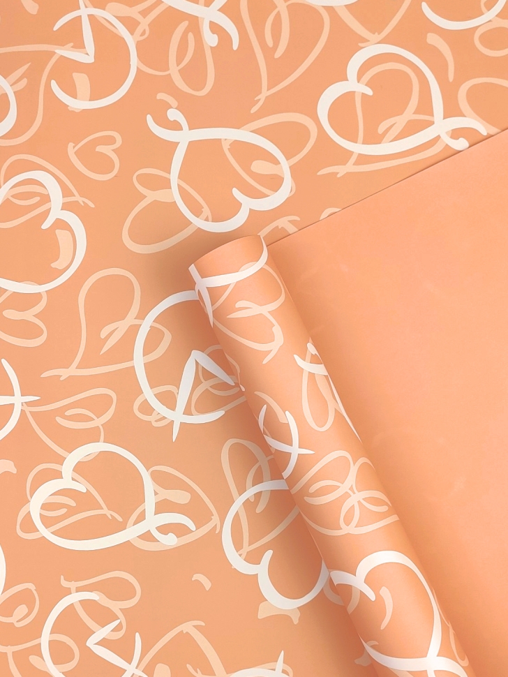 Пленка матовая 65мкм 58см х 10м Время любви персик