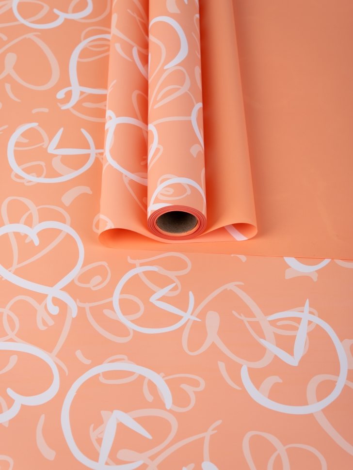 Пленка матовая 65мкм 58см х 10м Время любви персик