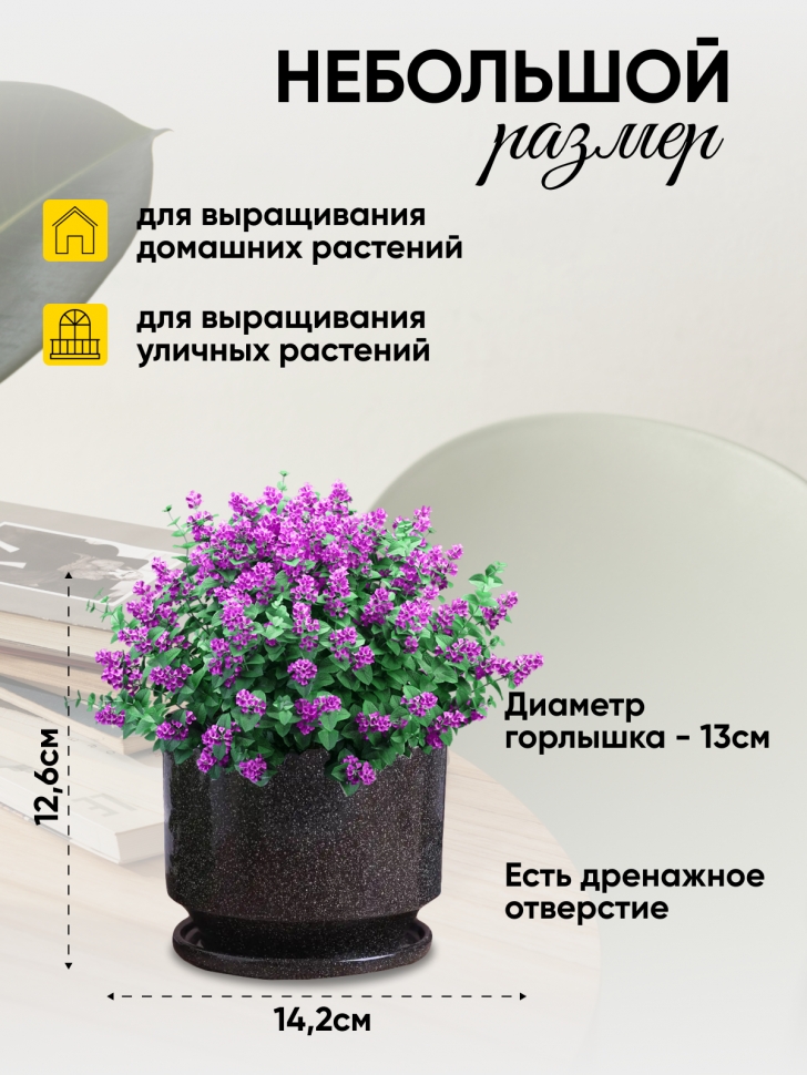 Кашпо керамика 14,2х14,2х12,6см JW7120000.15 черный Кашпо керамика 14,2х14,2х12,6см JW7120000.15 черный