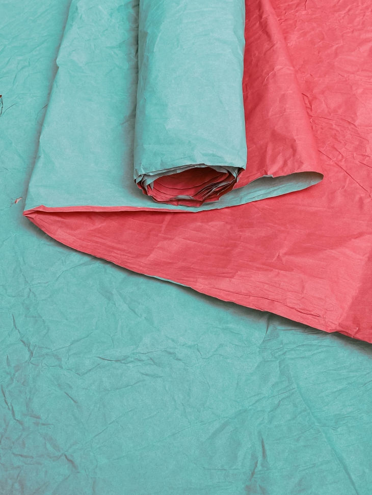 Бумага жатая 70см х 5м 60гр морская волна/коралловый