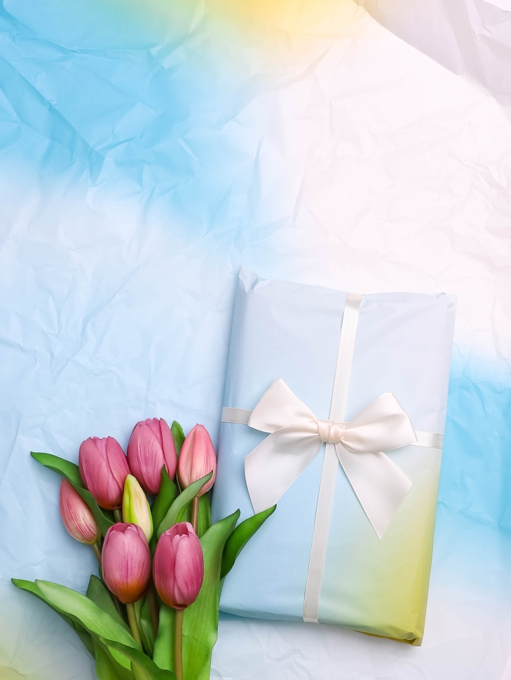 Бумага тишью 50х70см, 20лист. градиент голубой/желтый Бумага тишью 50х70см, 20лист. градиент голубой/желтый