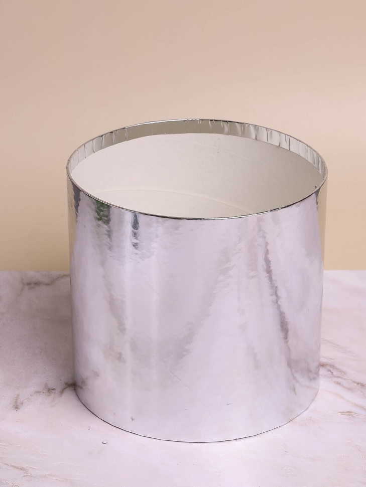 Коробка цилиндр d15хh14,5см б/крышки серебро