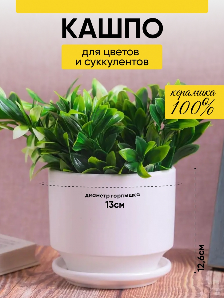 Кашпо керамика 14,2х14,2х12,6см JW7120000.15 белый Кашпо керамика 14,2х14,2х12,6см JW7120000.15 белый