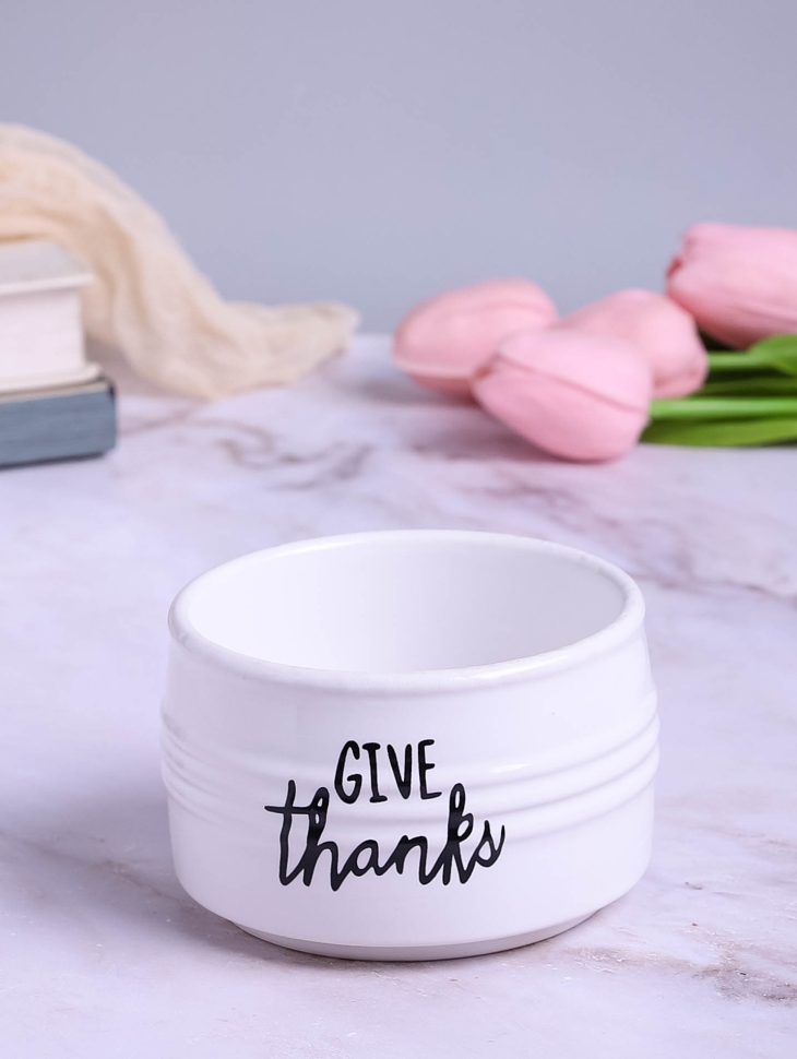 Кашпо керамика 10х10х6,5см Give thanks белый Кашпо керамика 10х10х6,5см Give thanks белый
