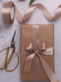 Лента атласная 25мм х 25 ярд  JD миндальный