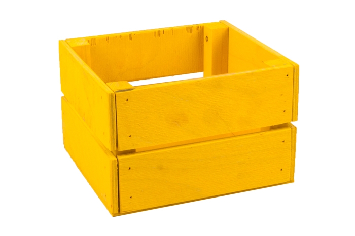 Ящик деревянный 13х12хh8см желтый