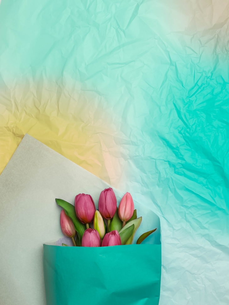 Бумага тишью  50х70см, 20лист. градиент мятный/персиковый