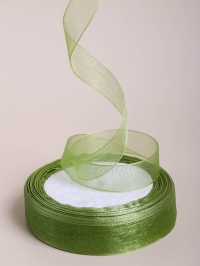 Лента органза 15мм х 25 ярд оливковый