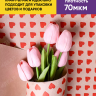 Бумага крафт 70г/м2, 70см x 10м, Сердца 15 красный