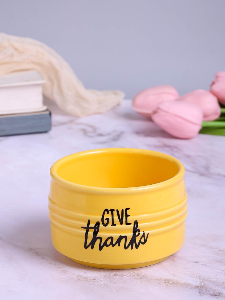 Кашпо керамика 10х10х6,5см Give thanks желтый Кашпо керамика 10х10х6,5см Give thanks желтый