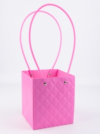 Сумочка для цветов 13х15х12,5см 3D М12 розовый яркий