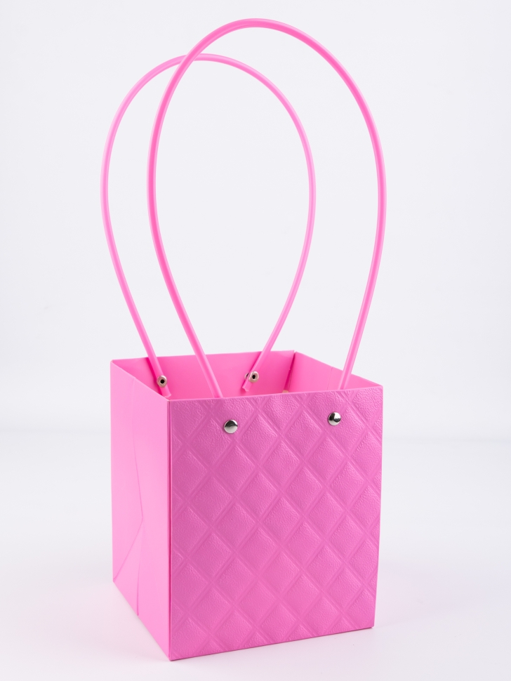 Сумочка для цветов 13х15х12,5см 3D М12 розовый яркий