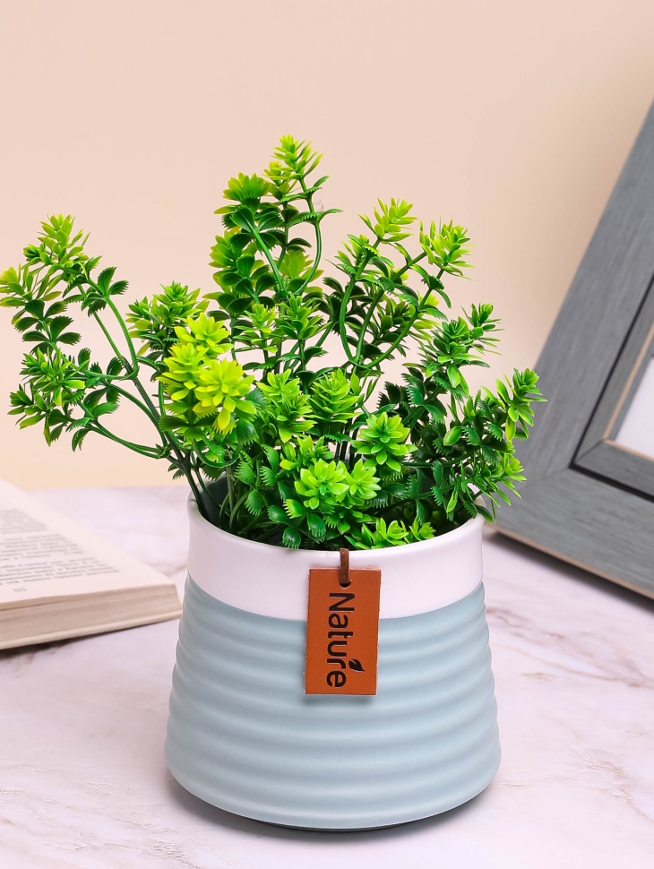 Кашпо керамика 11.3х11.3х10.2см LZL-214-1 голубой