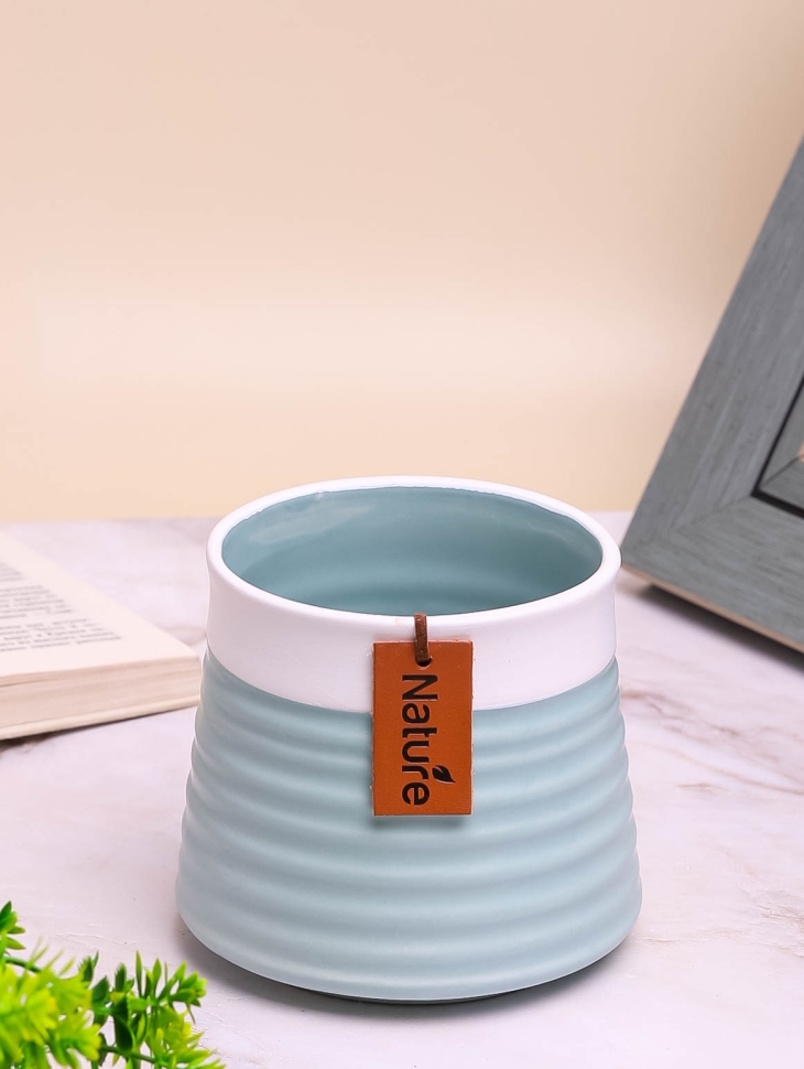 Кашпо керамика 11.3х11.3х10.2см LZL-214-1 голубой