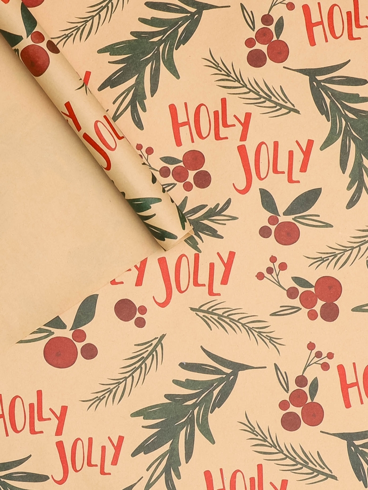 Бумага крафт НГ 70х100см 2лист 87-1 ветки с ягодами крафт