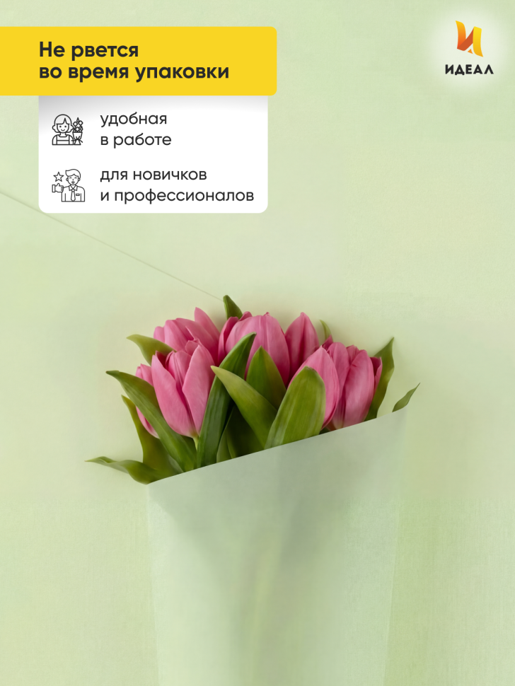 Пленка матовая 60см х 10м  на втулке фисташковый пастель