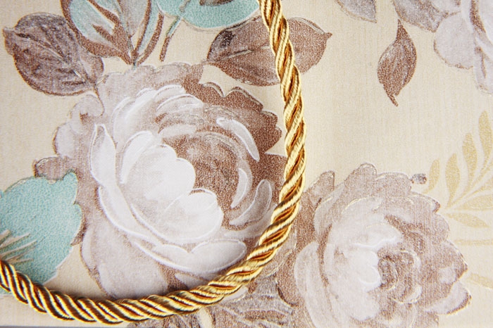 Коробка - сумка Цветы набор из  3шт. W35 H25,5, дно16.5см кремовая