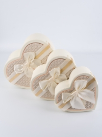 Коробка Сердце набор из 3шт 21х20х9см плетение молочный