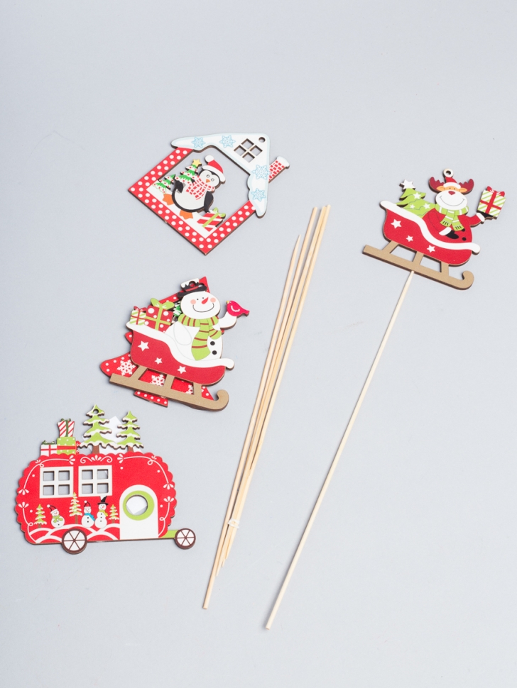 Подвеска/вставка НГ 5шт 10х10см Микс Новогодний №1