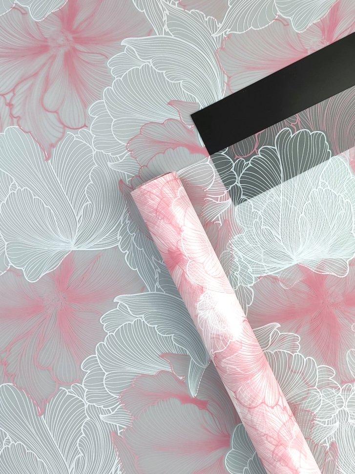 Пленка матовая 65мкм 58см х 10м Флора Люкс розовый Пленка матовая 65мкм 58см х 10м Флора Люкс розовый