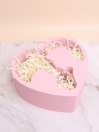 Пенобокс для цветов 28х25х12см Сердце Миша+Маша розовый