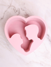 Пенобокс для цветов 28х25х12см Сердце Миша+Маша розовый