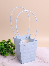 Сумочка для цветов трапеция 13х9,5х15,5см 3D голубой