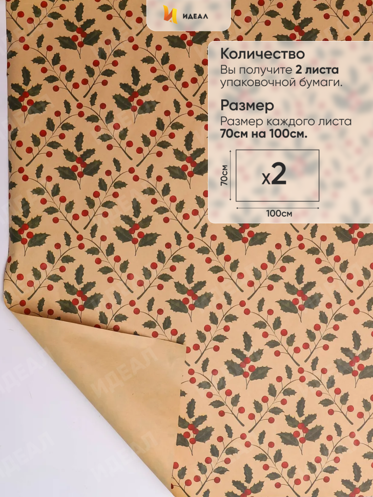 Бумага крафт НГ 70х100см 2лист 87-2 ягоды крафт
