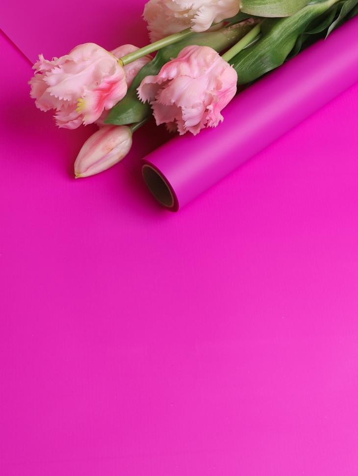 Пленка матовая 60см х 10м  на втулке фуксия