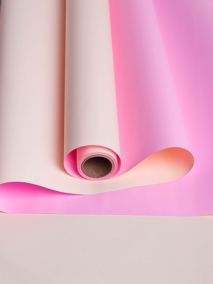 Пленка матовая  60мкм 58см х 10м Двухсторонняя слоновая кость/розовый жемчуг
