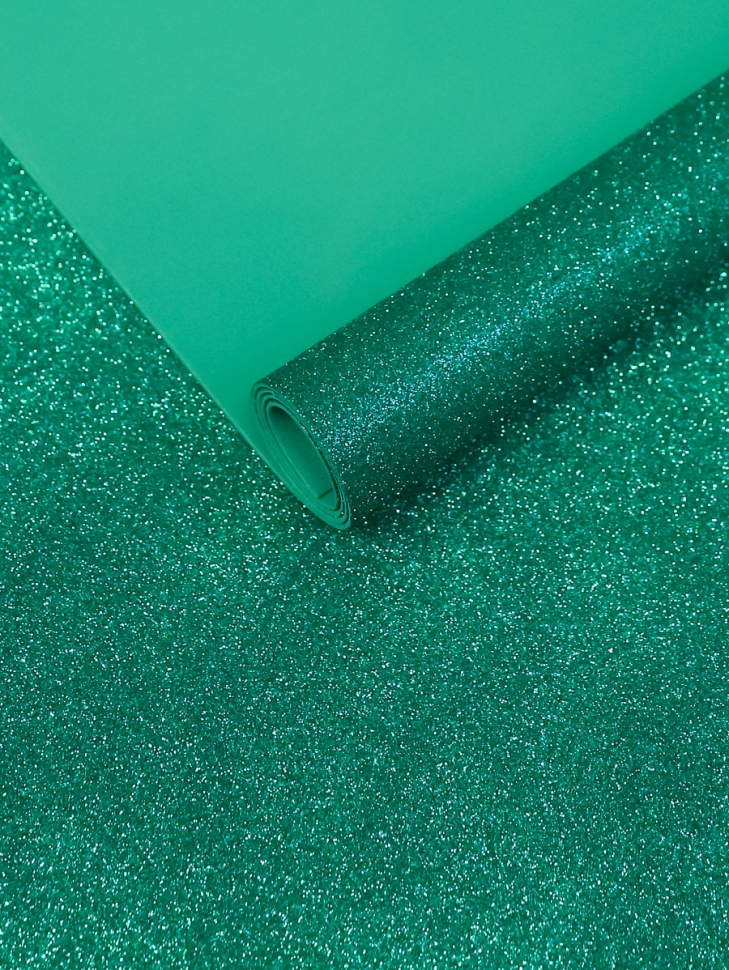 Фоамиран глиттерный 60х70см 1,8мм 1лист. зеленый