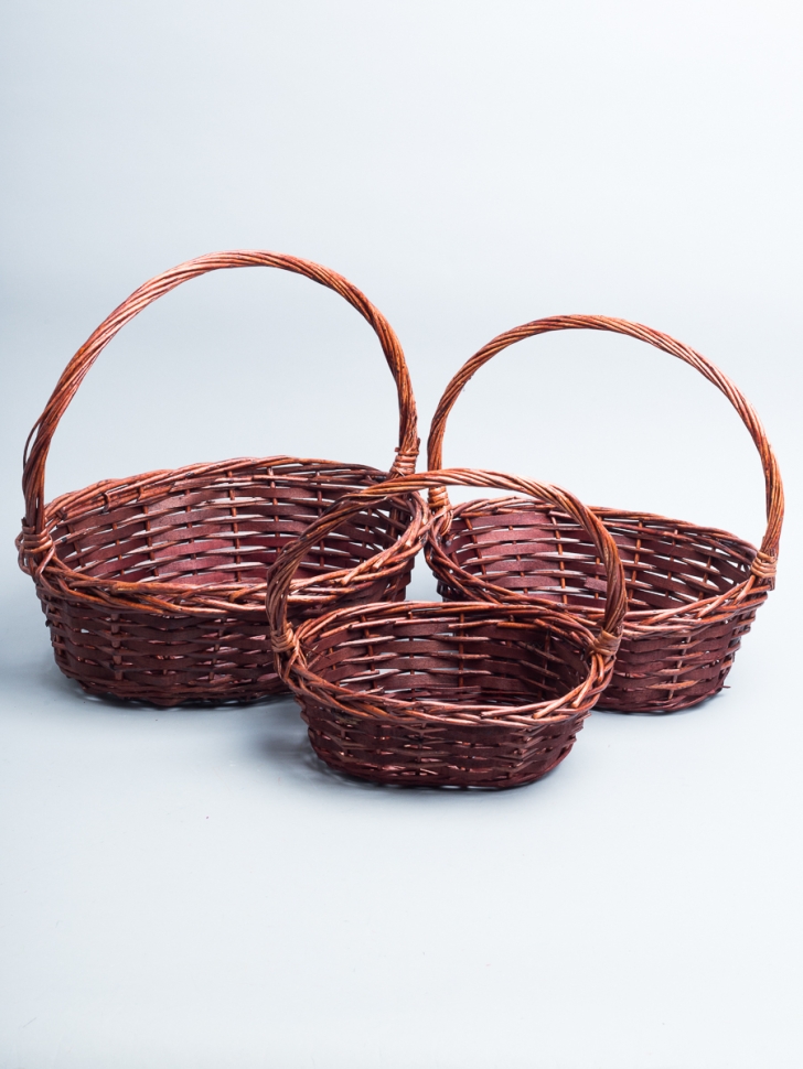Корзина плетеная (ива) 3шт 38х32х36см M-28-7 коричневый темный Корзина плетеная (ива) 3шт 38х32х36см M-28-7 коричневый темный