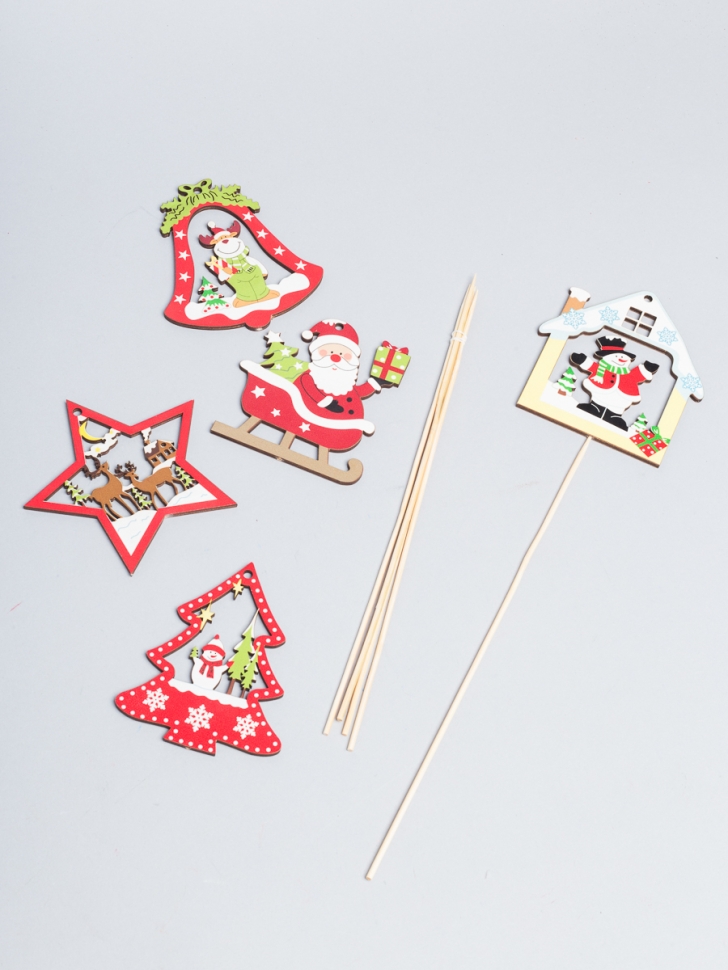 Подвеска/вставка НГ 5шт 10х10см Микс Новогодний №2