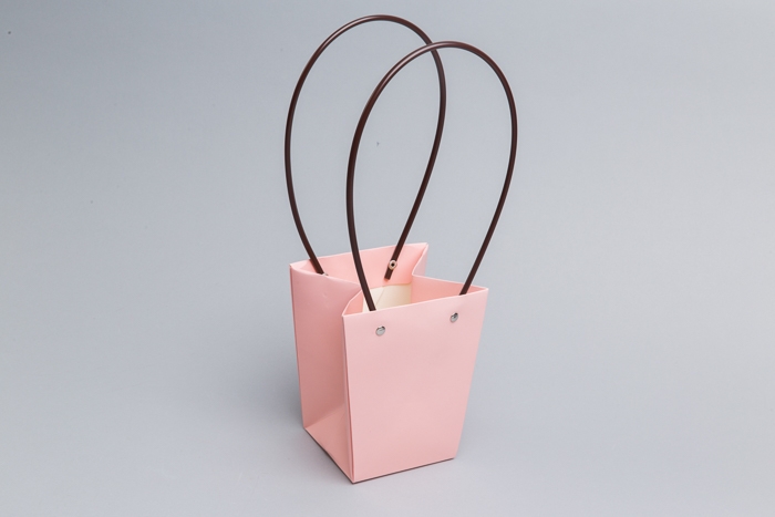 Сумочка пластик для цветов 13х9.5х15.5см розовый