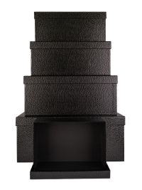 Коробка прямоугольник набор из  5шт 53х35х22см текстура кожи черный