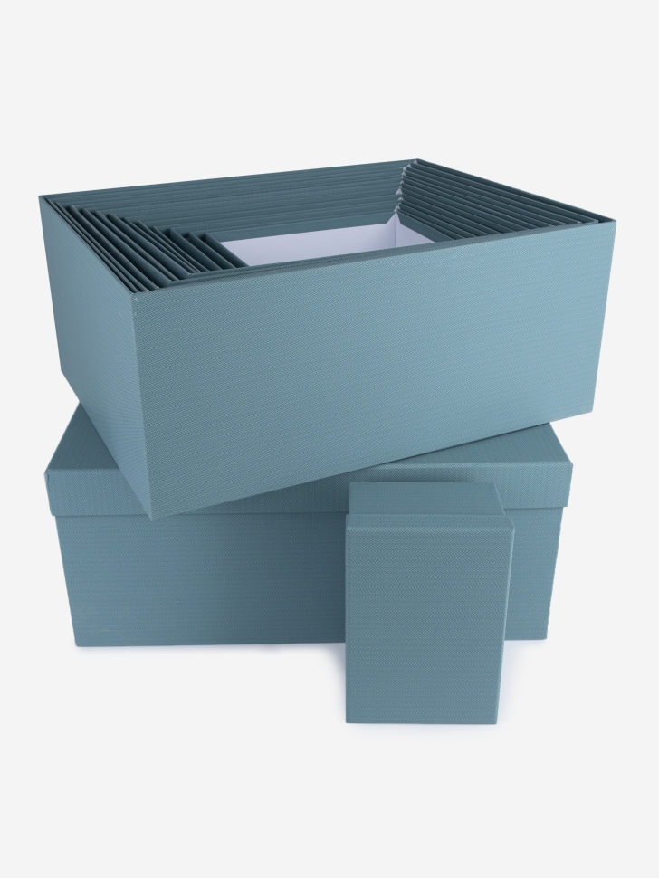 Коробка прямоугольник набор из 15шт 53х42х23см K135 твид голубой