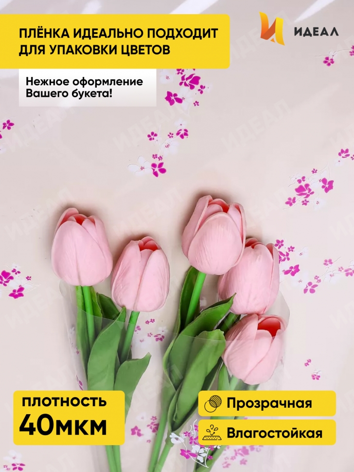 Пленка цветная Анютины глазки 70см бело-фуксия Пленка цветная Анютины глазки 70см бело-фуксия