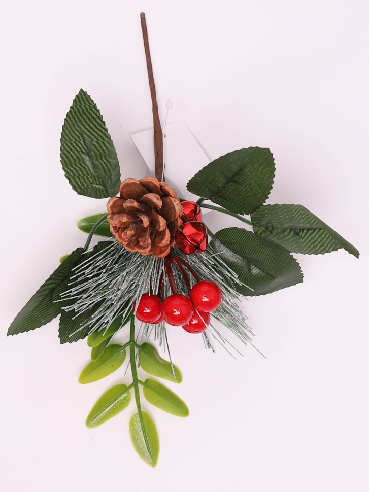 Бутоньерка Новогодняя 19см 14-72 Бутоньерка Новогодняя 19см 14-72