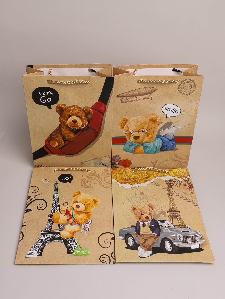 Сумочка подарочная 18х24x8,5см 530- 73 мишки микс