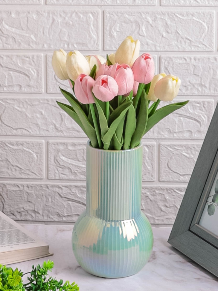 Ваза керамика 20,5х13см ZG 2005-1 Перламутр зеленый