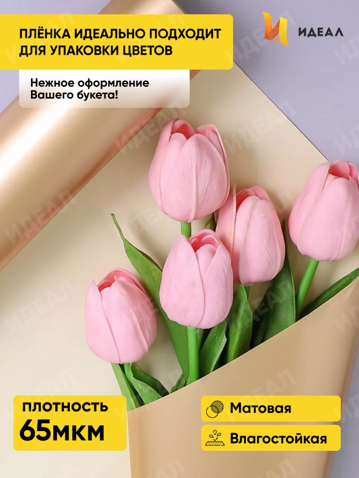 Пленка матовая 65мкм 58см х 10м РЦ Золото, кремовый Пленка матовая 65мкм 58см х 10м РЦ Золото, кремовый