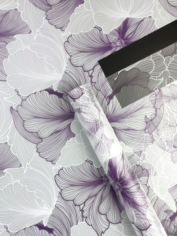 Пленка матовая 65мкм 58см х 10м Флора Люкс сиреневый