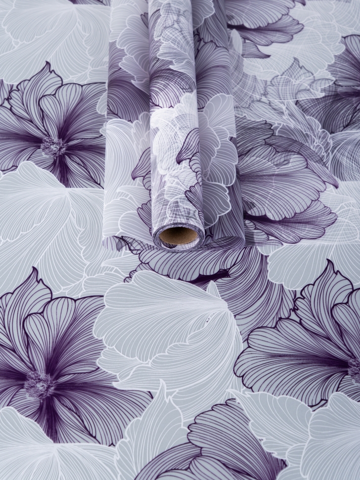 Пленка матовая 65мкм 58см х 10м Флора Люкс сиреневый