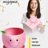 Кашпо керамика 12х12х12см смайлик розовый Кашпо керамика 12х12х12см смайлик розовый